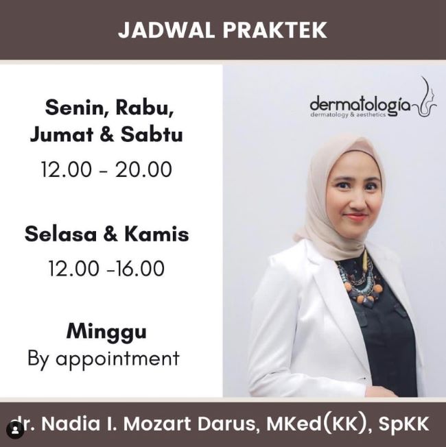 dr. Nadia I. Mozart Darus, SpKK Dokter Kulit Medan - Photo by Instagram