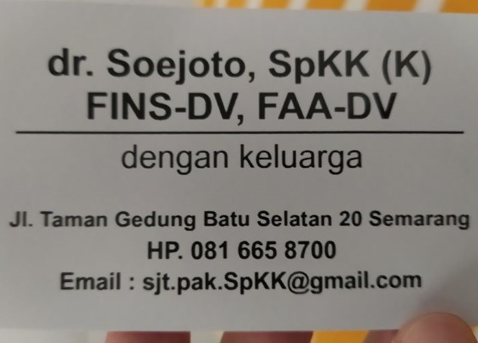 dr. Soejoto SpKKK (K) FINS DV FAA DV Dokter Kulit Semarang - Photo by Google