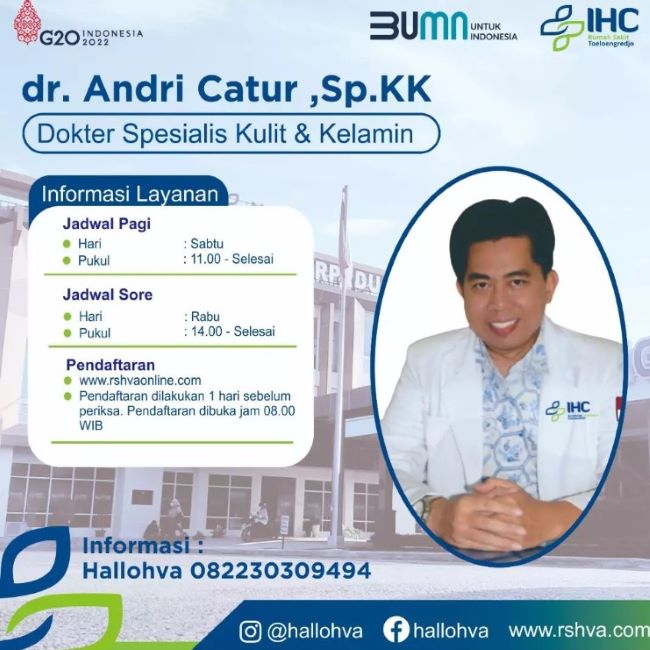dr. Andri Catur Jatmiko, Sp.KK Dokter Kulit Kediri - Photo by RSHVA Toeloengredjo Kediri Instagram