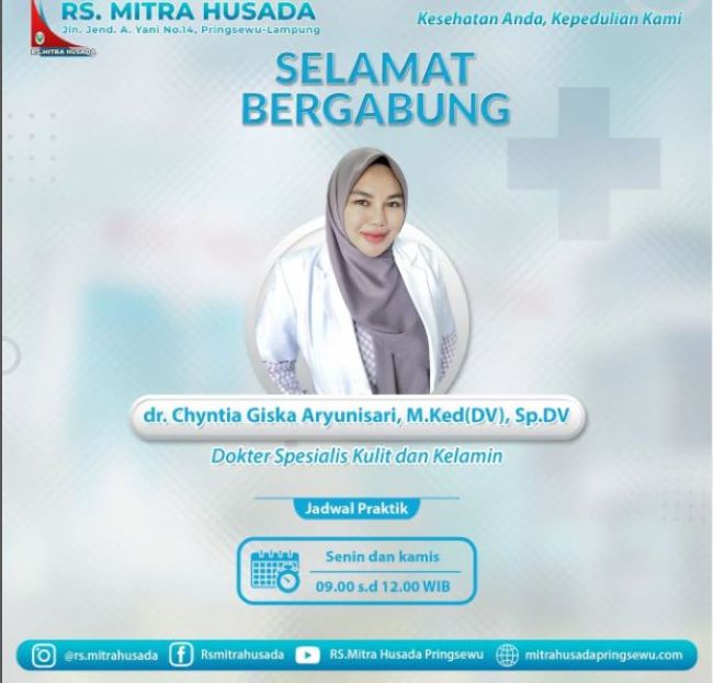 dr. Chyntia Giska Aryunisari, M.Ked(DV), Sp.DV Dokter Kulit Bandar Lampung - Photo by RS Mitra Husada Pringsewu Site