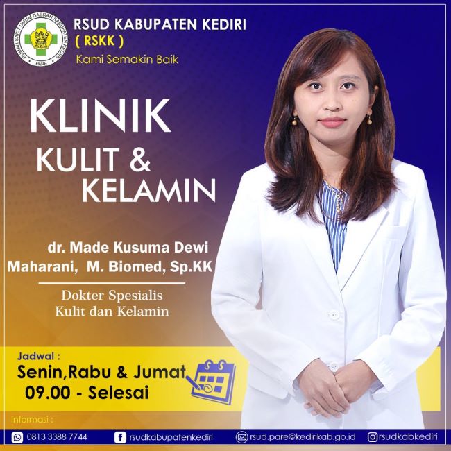 dr. Made Kusuma Dewi Maharani, M. Biomed, Sp.KK Dokter Kulit Kediri - Photo By RSUD Kabupaten Kediri Twitter