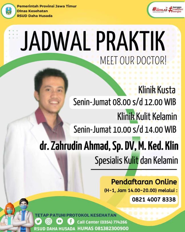 dr. Zahruddin Ahmad, M. Ked. Klin., Sp.DV Dokter Kulit Kediri - Photo by RSUD Daha Husada Kediri Site