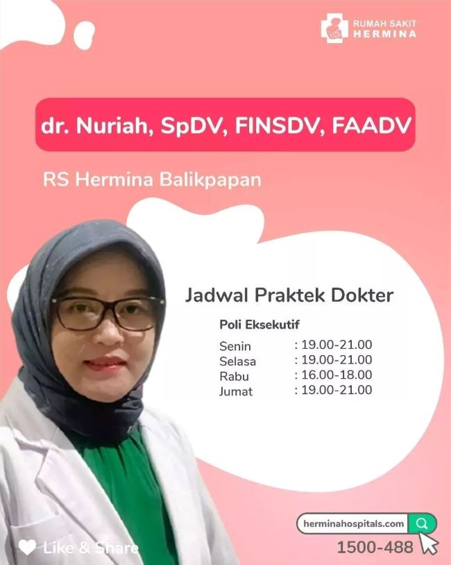 dr. Nuriah, SpDV, FINSDV, FAADV Dokter Kulit Balikpapan - Photo by Facebook