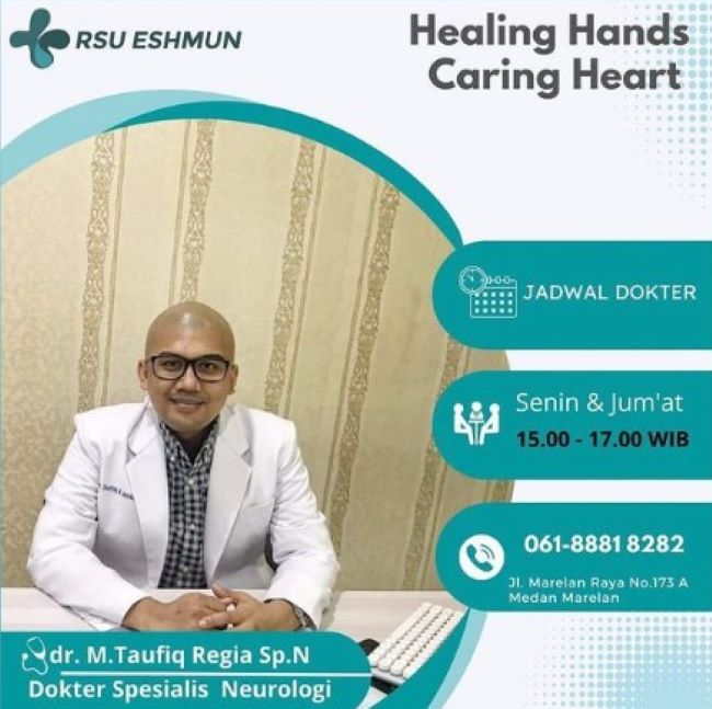 dr. Muhammad Taufiq Regia Arnaz, Sp.N Dokter Saraf di Medan - Photo by RS Eshmun Instagram