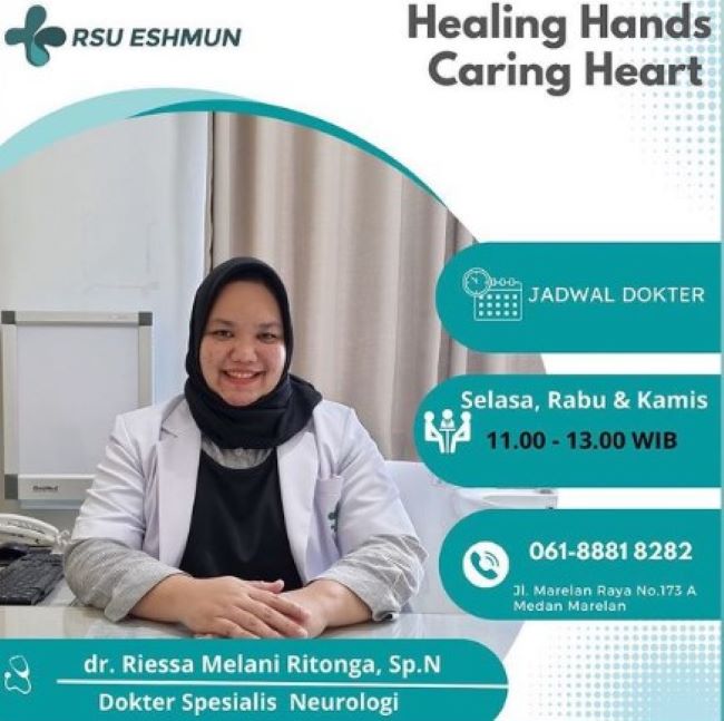 dr. Riessa Melani Ritonga, Sp.N Dokter Saraf di Medan - Photo by RS Eshmun Instagram