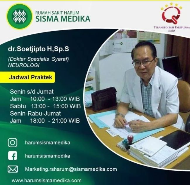 dr. Soetjipto Hamiprodjo, Sp.S Dokter Saraf Terbaik di Jakarta - Photo by RS Harum Sismamedika Site