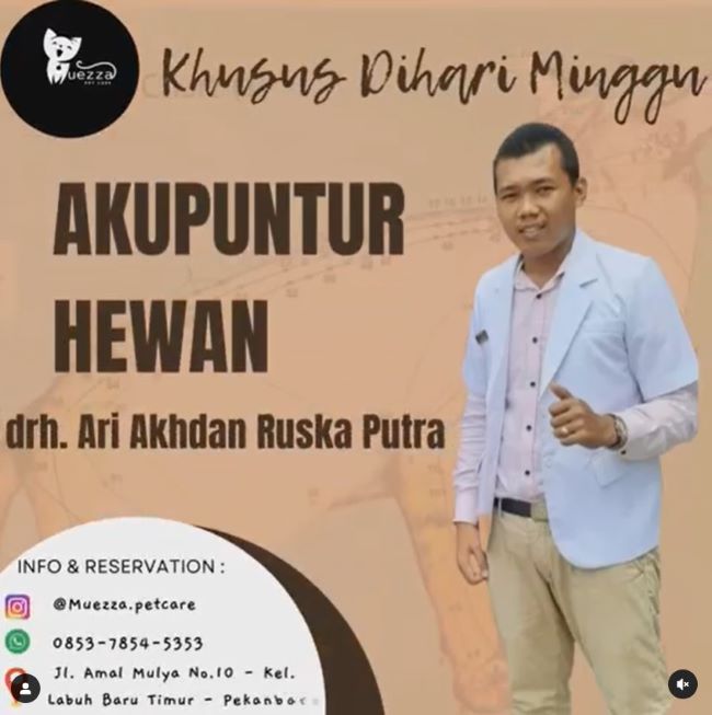 drh. Ari Akhdan Ruka Putra Dokter Hewan Pekanbaru - Photo by Muezza Pet Care Instagram